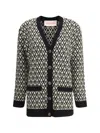 Valentino Knitwear Logo In Crema/nero