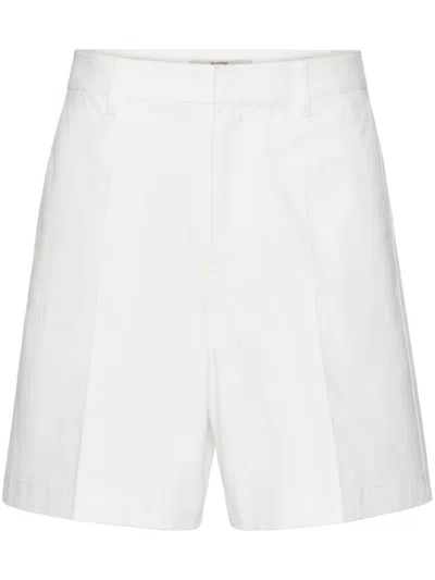 Valentino White V-detail Canvas Bermuda Shorts