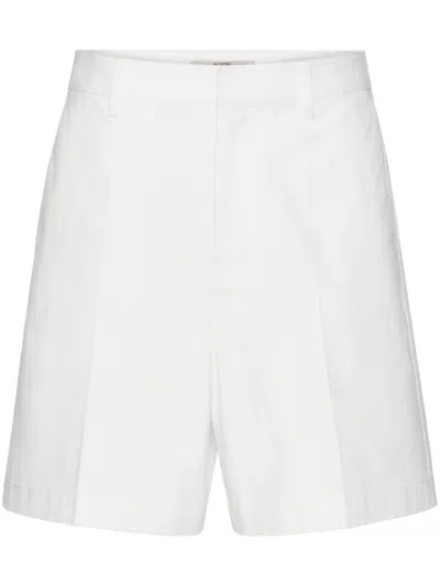 Valentino Garavani White Bermuda Shorts With Tonal Vlogo In Cotton Canvas Woman In Multicolor