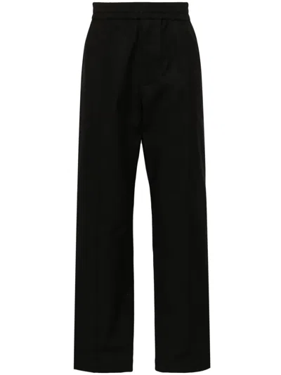 Valentino V-detail Canvas Trousers In Black
