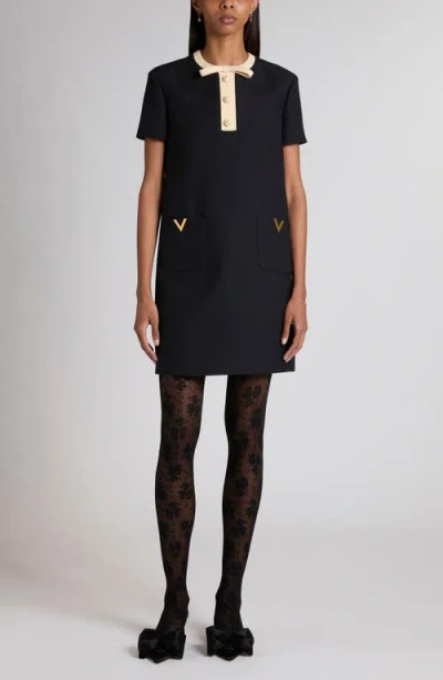 Valentino V-detail Crepe Couture Minidress In Multi