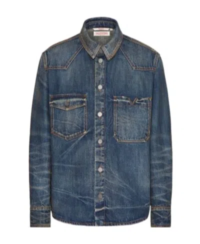 VALENTINO VALENTINO V-LOGO BUTTONED DENIM JACKET