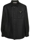Valentino Rear Yoke Wool Blend Shirt In Black  