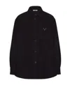 Valentino Rear Yoke Wool Blend Shirt In Black