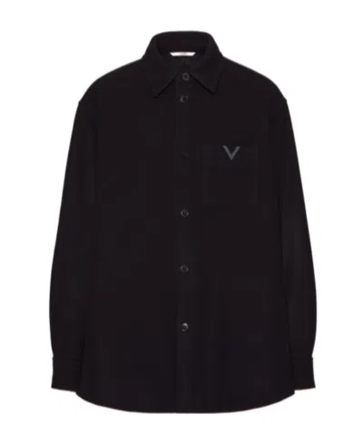Valentino V-detail Shirt Jacket In Black