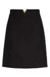 Valentino V-detail Solid Crepe Couture Miniskirt In Multi