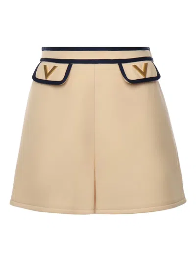 Valentino V-detail Waistband Shorts In Neutral