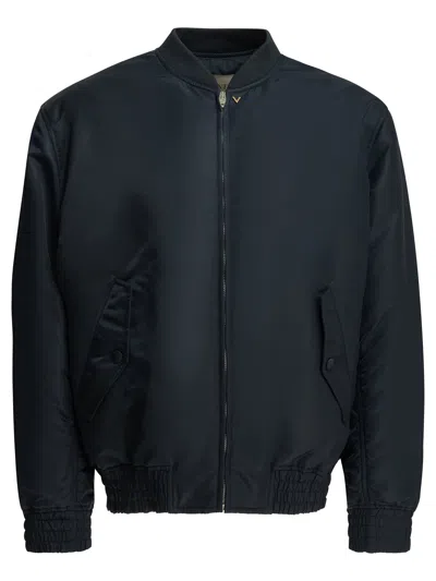 Valentino "v Gold" Bomber Jacket In Black