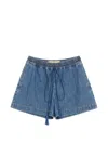 Valentino Denim Chambray Shorts Woman Blue 40 In Blue