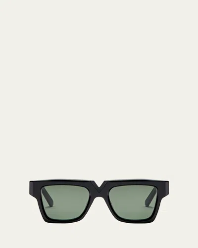Valentino V-gold I Acetate Square Sunglasses In Black