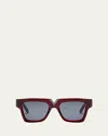 Valentino V-gold I Acetate Square Sunglasses In Burgundy