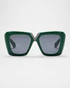 Valentino V-gold Ii Acetate Butterfly Sunglasses In Green