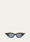 Valentino V Goldcut Ii Acetate & Titanium Cat-eye Sunglasses In Blk-gld