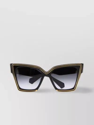 Valentino V-grace Cat Eye Frame Sunglasses With Gold-tone Detailing In Black