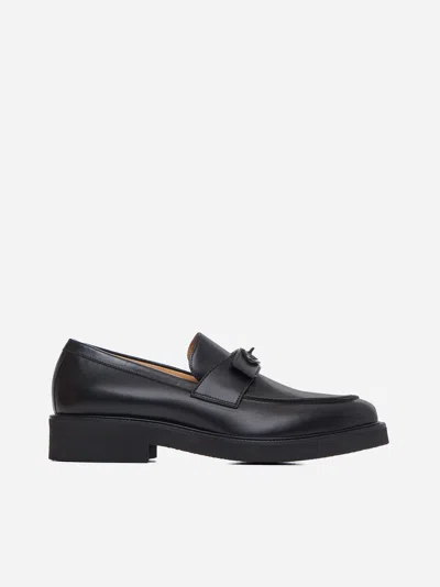 Valentino Garavani Vlogo Locker Leather Loafers In Black