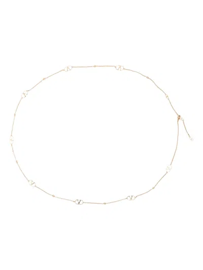 Valentino Garavani V-logo Beaded Necklace In Gold