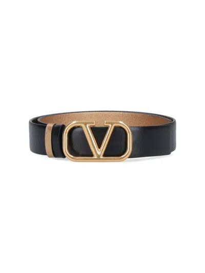 Valentino Garavani "v Logo" Belt In Gold