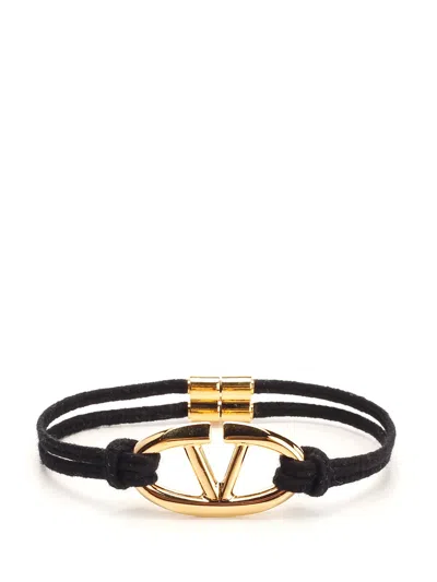 Valentino Garavani V Logo Bracelet In Black
