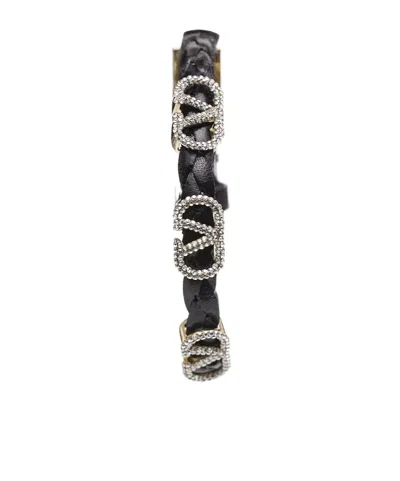 Valentino Garavani V Logo Bracelet In Black