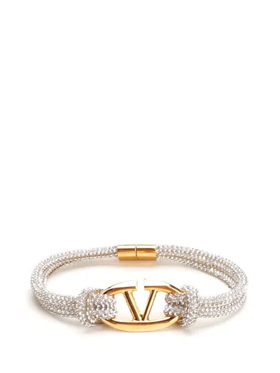 Valentino Garavani V Logo Bracelet In Silver