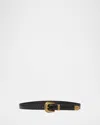 Valentino V-logo Brushed Leather Belt In Black