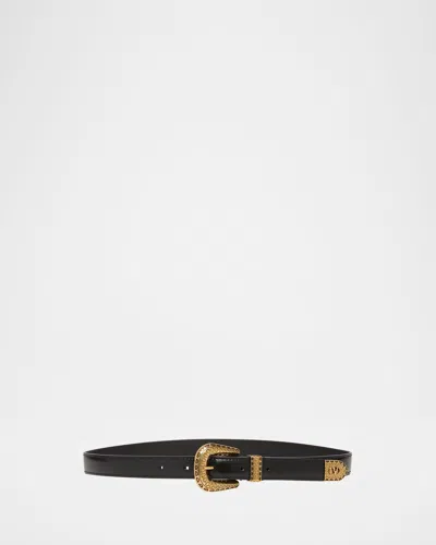 VALENTINO GARAVANI V-LOGO BRUSHED LEATHER BELT