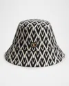 Valentino Toute La V Wool Bucket Hat In R6e Nero Crema