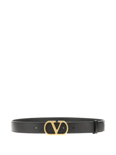 Valentino Garavani V-logo Buckle Belt In Black