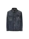 Valentino V-logo Buttoned Denim Jacket In Navy