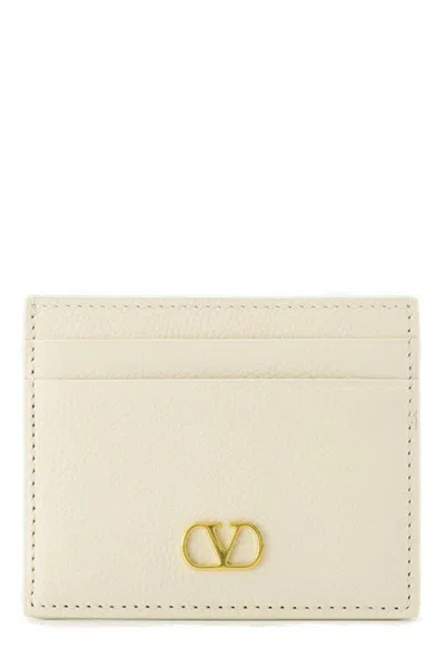 Valentino Garavani V Logo Card Holder In White