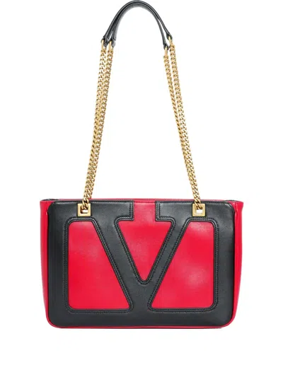 Valentino Garavani V-logo Chain Tote Bag In Red