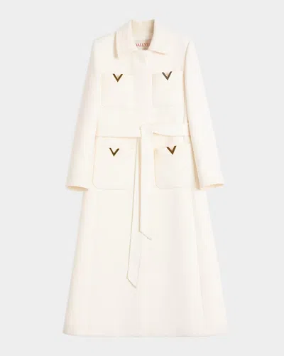 VALENTINO V LOGO COLLARED WOOL COAT