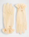 Valentino Women's Natural Glove With Golden Logo Lace In Byg Betulla Oro