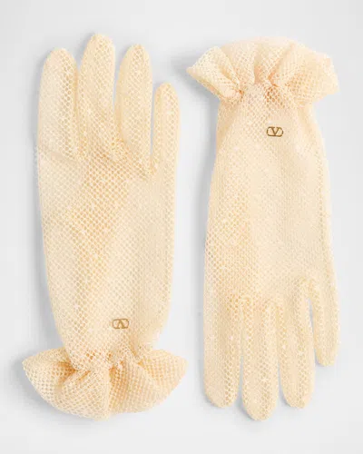 VALENTINO GARAVANI V-LOGO COTTON BLEND GLOVES