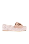 Valentino Garavani Vlogo Espadrille Platform Wedge Slide Sandal In Rose Cannelle  Antique Brass  & Rose Qua