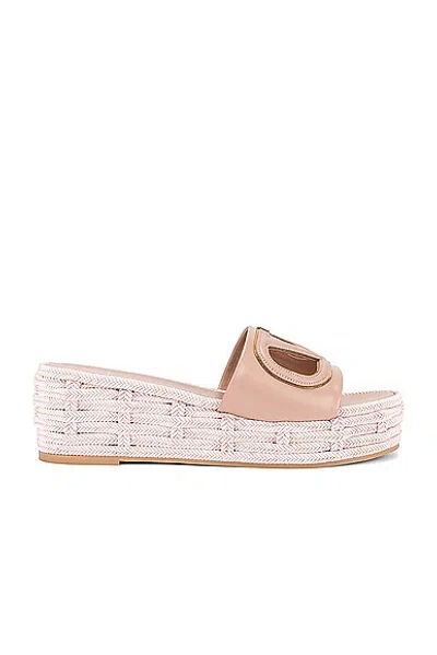 Valentino Garavani V Logo Cut Out Slide In Rose Cannelle  Antique Brass  & Rose Qua