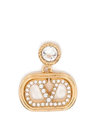 Valentino Garavani V-logo Embellished Earrings In Gold