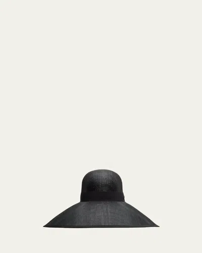 Valentino Garavani V-logo Large Brim Hat In 9pd Nero Nero Antique Brass