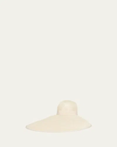 Valentino Garavani V-logo Large Brim Hat In Dqv Sbiancato