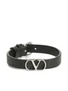 Valentino Vlogo Signature Leather Bracelet Jewelry Black In Black