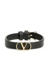 Valentino Vlogo Signature Leather Bracelet Jewelry Black In Black