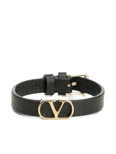VALENTINO GARAVANI V-LOGO LEATHER BRACELET