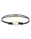 Valentino Garavani V Logo Leather Bracelet In Black