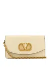 Valentino Garavani Ivory Leather Vlogo Signature Shoulder Bag In Neutral
