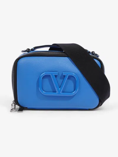 Valentino Garavani V Logo Leather Crossbody Bag In Blue