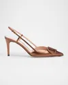 Valentino Garavani Vlogo Signature Slingback Pump In Laminated Nappa Leather 80mm Woman Bronze 42 In Brown