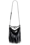 Valentino 'vlogo Moon Mini' Fringe Chain Handbag In Nero