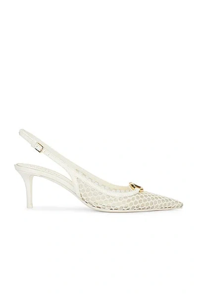 Valentino Garavani V Logo Moon Sling Back Pump In Ivory