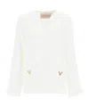 Valentino Chic Crepe Blouse With Kaftan Neckline And Gold Detailing In White