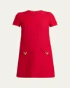 Valentino Womens Paris Pocket-front Short-sleeve Wool-blend Midi Dress In Red